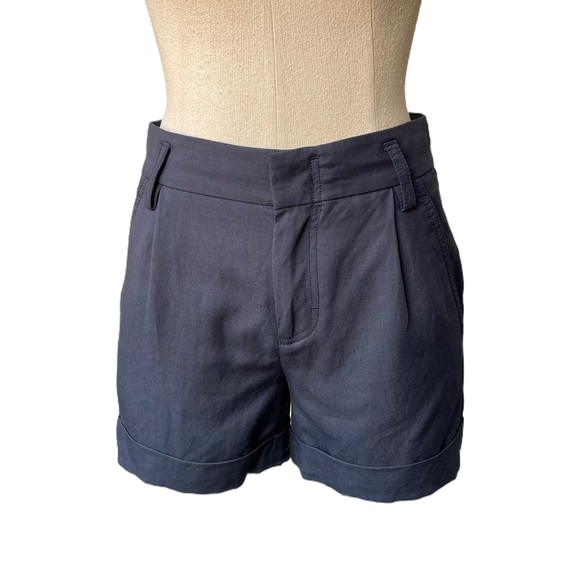 Vince Navy Blue Slouchy Rolled Cuff Shorts - Picture 4 of 15